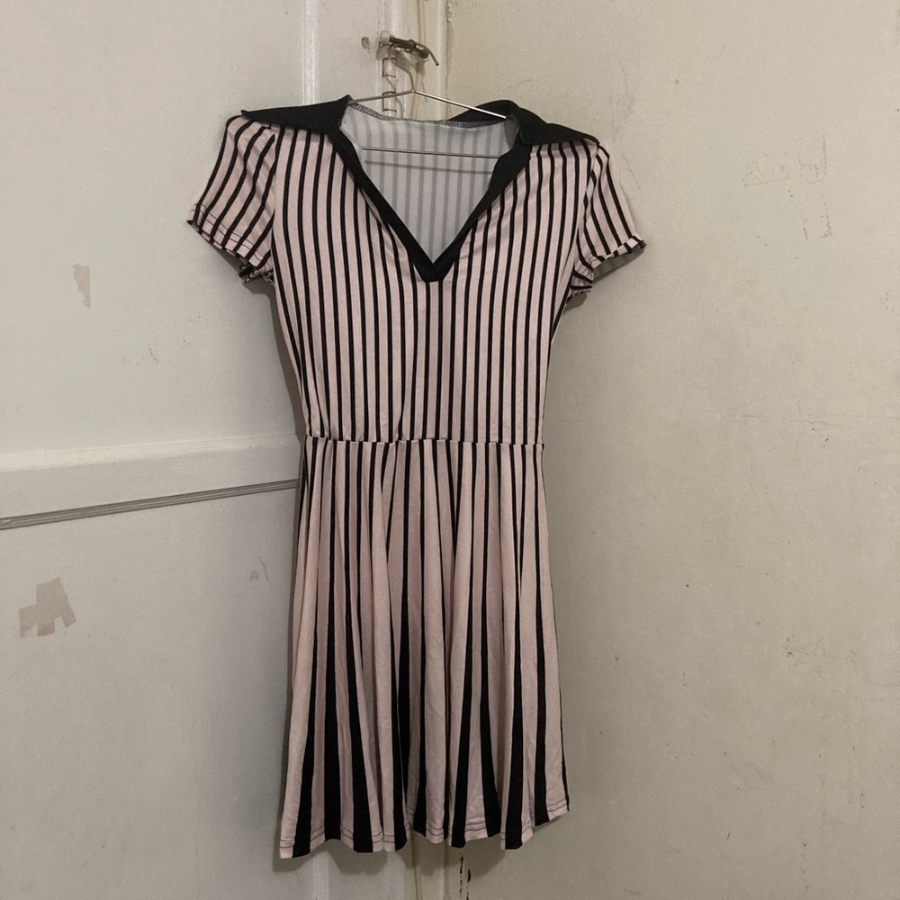 Striped white and Black Women's Dress